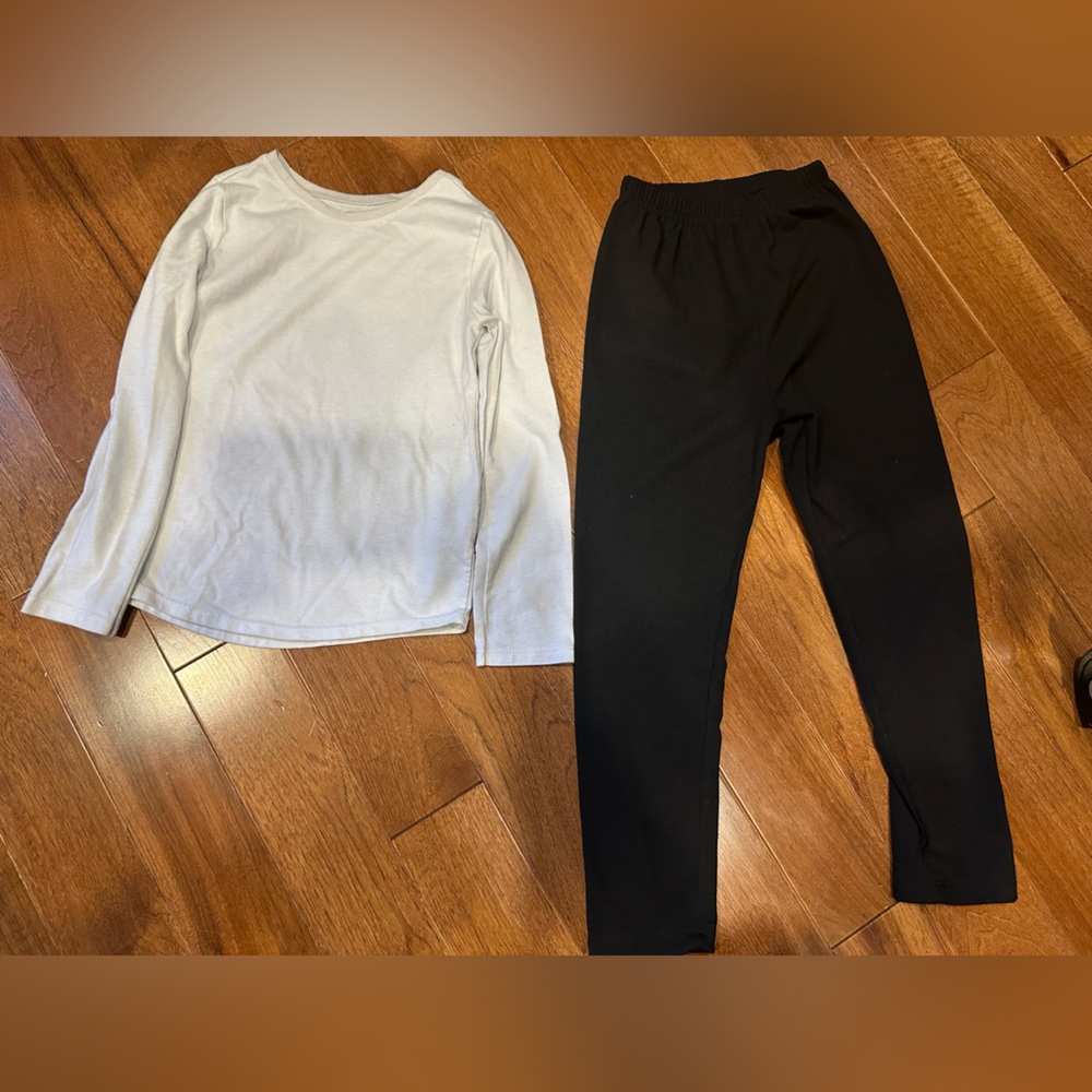 Kids Matching Set with Black Leggings and White Top